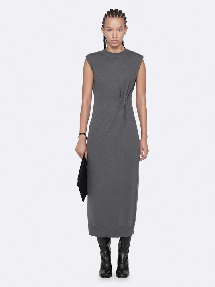 AllSaints Grey Kayla Merino Dress - Image 1 of 8