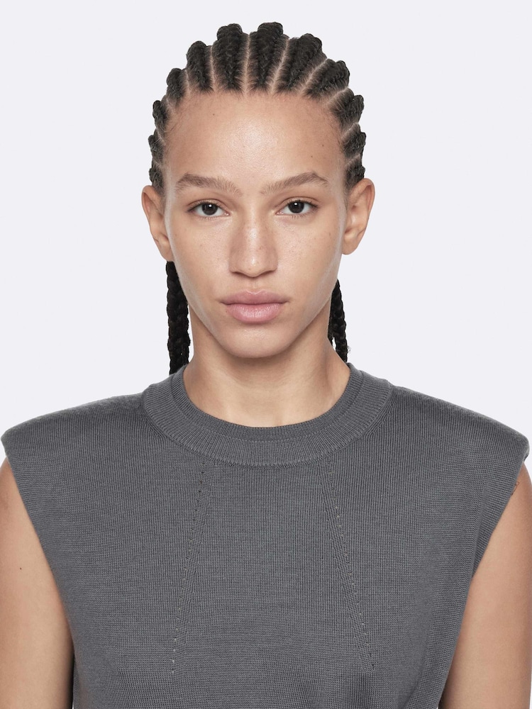 AllSaints Grey Kayla Merino Dress - Image 2 of 8