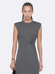 AllSaints Grey Kayla Merino Dress - Image 3 of 8