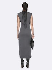 AllSaints Grey Kayla Merino Dress - Image 6 of 8