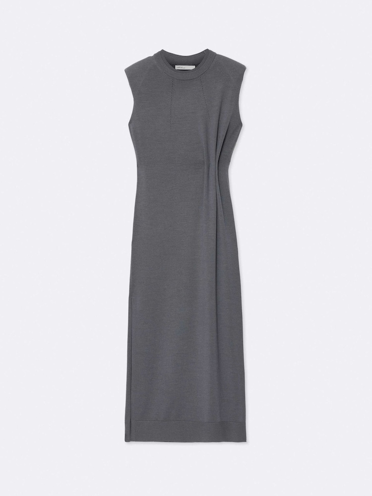 AllSaints Grey Kayla Merino Dress - Image 8 of 8