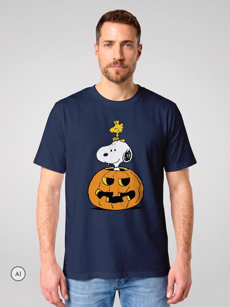 All + Every Blue Peanuts Halloween Snoopy And Woodstock T-Shirt - Image 1 of 4 All + Every Blue Peanuts Halloween Snoopy And Woodstock T-Shirt - Image 1 of 4
