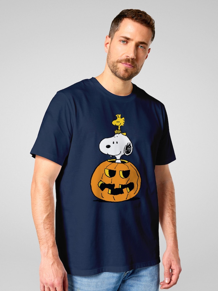 All + Every Blue Peanuts Halloween Snoopy And Woodstock T-Shirt - Image 2 of 4 All + Every Blue Peanuts Halloween Snoopy And Woodstock T-Shirt - Image 2 of 4