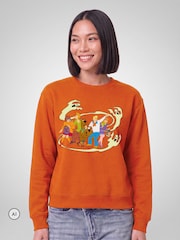 All + Every Orange Scooby Doo Halloween Gang Surrounded By Ghosts Sweatshirt - Image 1 of 4