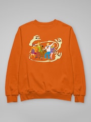 All + Every Orange Scooby Doo Halloween Gang Surrounded By Ghosts Sweatshirt - Image 3 of 4