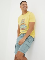 FatFace Bude Light Blue Lightweight Cargo Shorts - Image 1 of 4