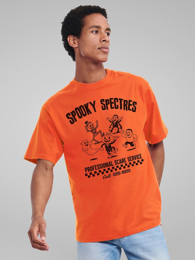 All + Every Orange Halloween Spooky Spectres 1920's Retro Pumpkin & Co T-Shirt - Image 2 of 4 All + Every Orange Halloween Spooky Spectres 1920's Retro Pumpkin & Co T-Shirt - Image 2 of 4