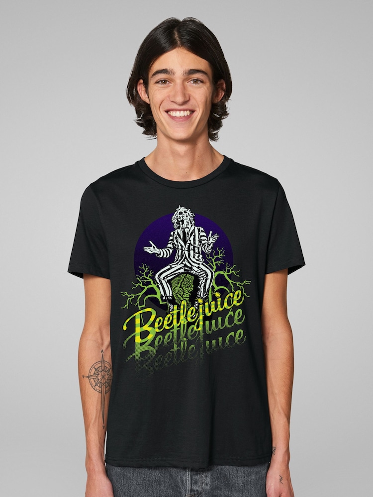 Tricou All + Every Beetlejuice de Halloween cu costum cu dungi - Imaginea 1 din 4
