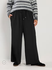 Yours Curve Black Pleated Wide Leg Trousers - Image 1 of 6