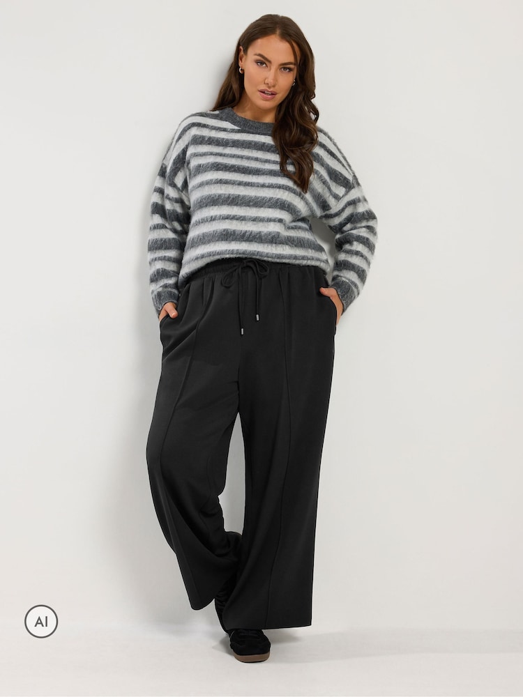 Yours Curve Black Pleated Wide Leg Trousers - Image 2 of 6