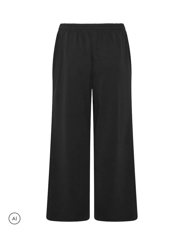 Yours Curve Black Pleated Wide Leg Trousers - Image 6 of 6