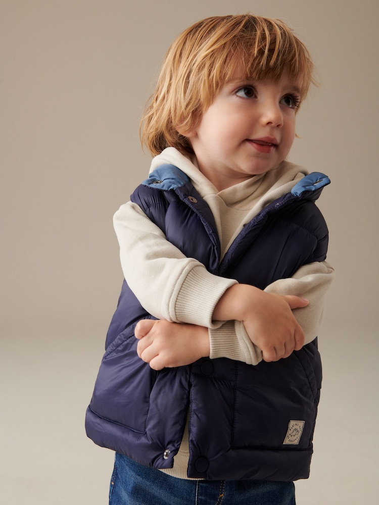 Navy Blue Padded Gilet (3mths-10yrs) - Image 4 of 8