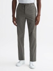 Reiss Khaki Hatfield Technical Drawstring Trousers - Image 1 of 4