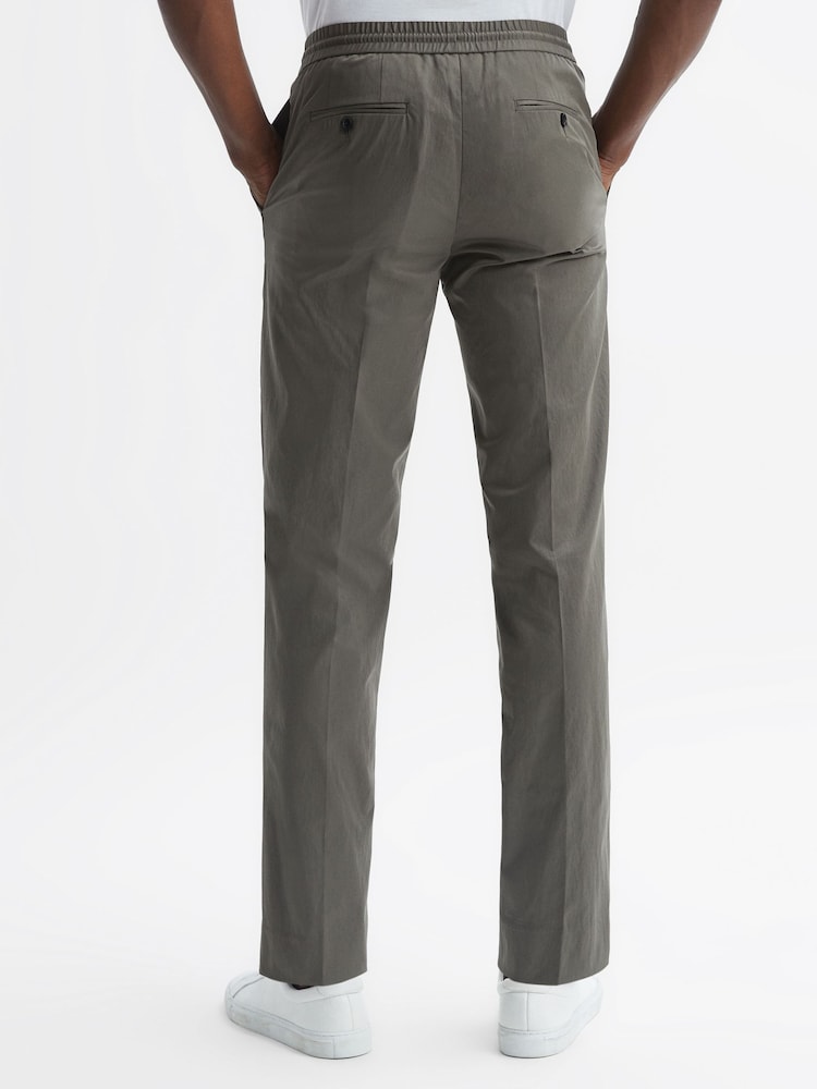 Reiss Khaki Hatfield Technical Drawstring Trousers - Image 4 of 4