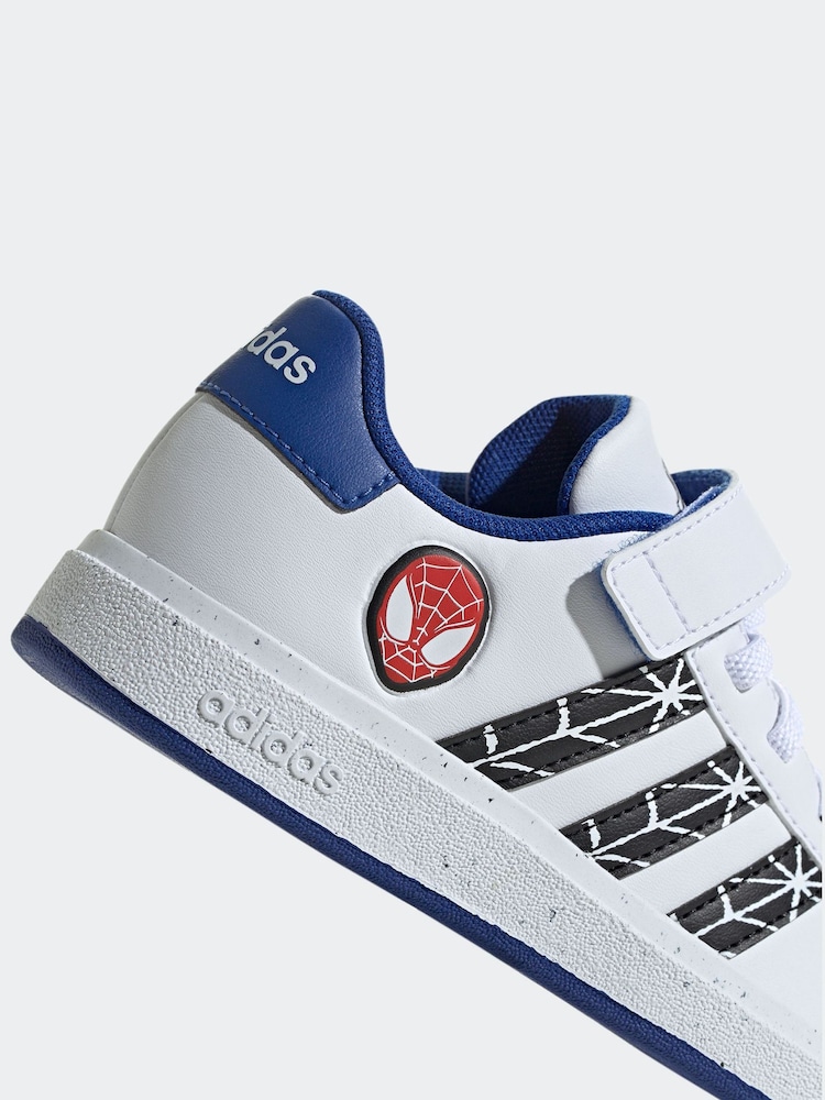 adidas White Marvel's Kids Spider-Man Grand Court Trainers - Image 9 of 9