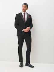 Black Regular Fit Tuxedo Suit Trousers - Image 2 of 3