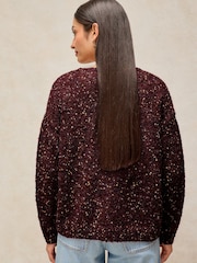 White Stuff Purple Texture V-Neck Jumper - Image 3 of 6