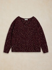 White Stuff Purple Texture V-Neck Jumper - Image 5 of 6