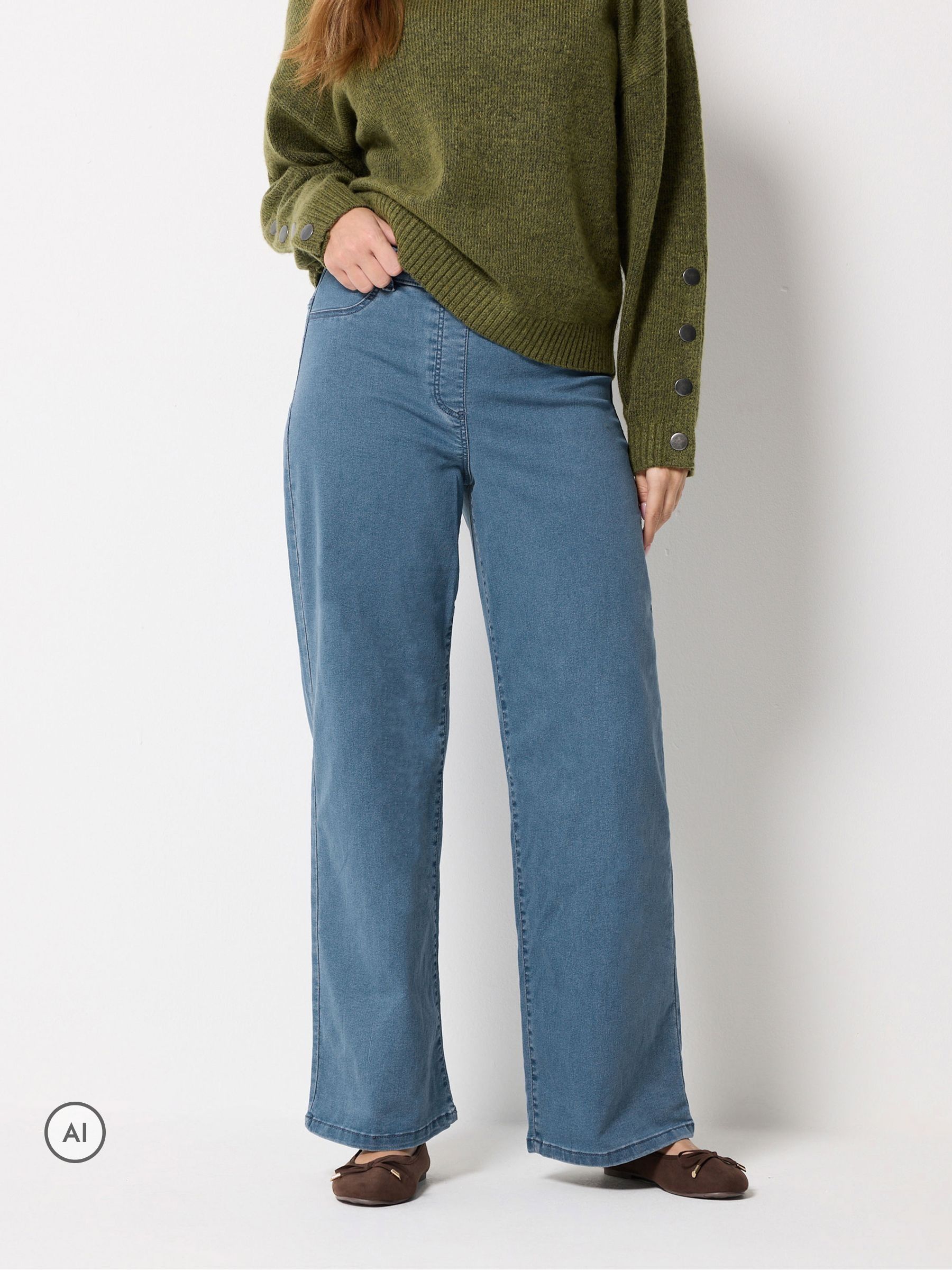 M & Co Women's Blue Wide Leg Jeans