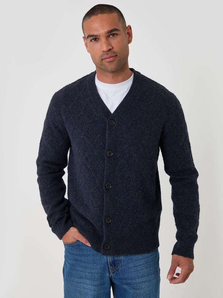 Threadbare Diamond Cable Knit V-Neck Cardigan - 5şəkildən 2 şəkil
