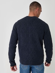 Threadbare Diamond Cable Knit V-Neck Cardigan - 5şəkildən 3 şəkil