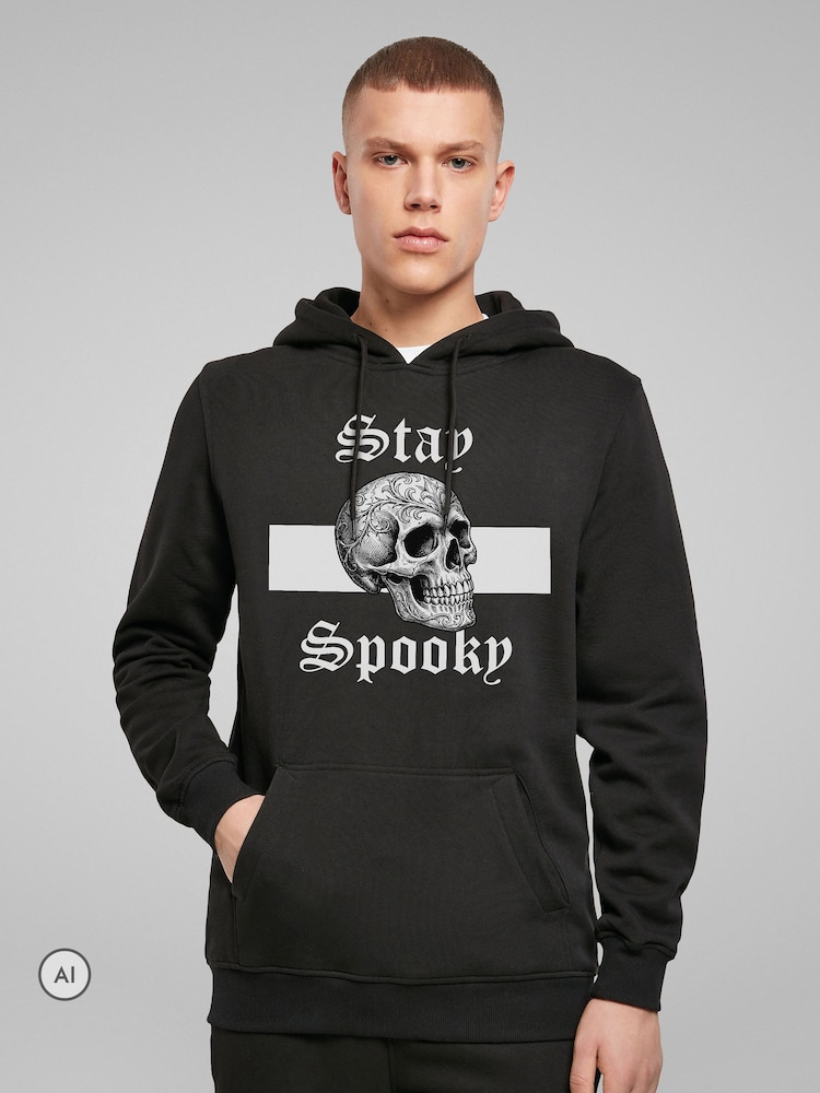 Hanorac cu glugă de Halloween cu schelet și craniu Stay Spooky All + Every - Imaginea 1 din 4 Hanorac cu glugă de Halloween cu schelet și craniu Stay Spooky All + Every - Imaginea 1 din 4