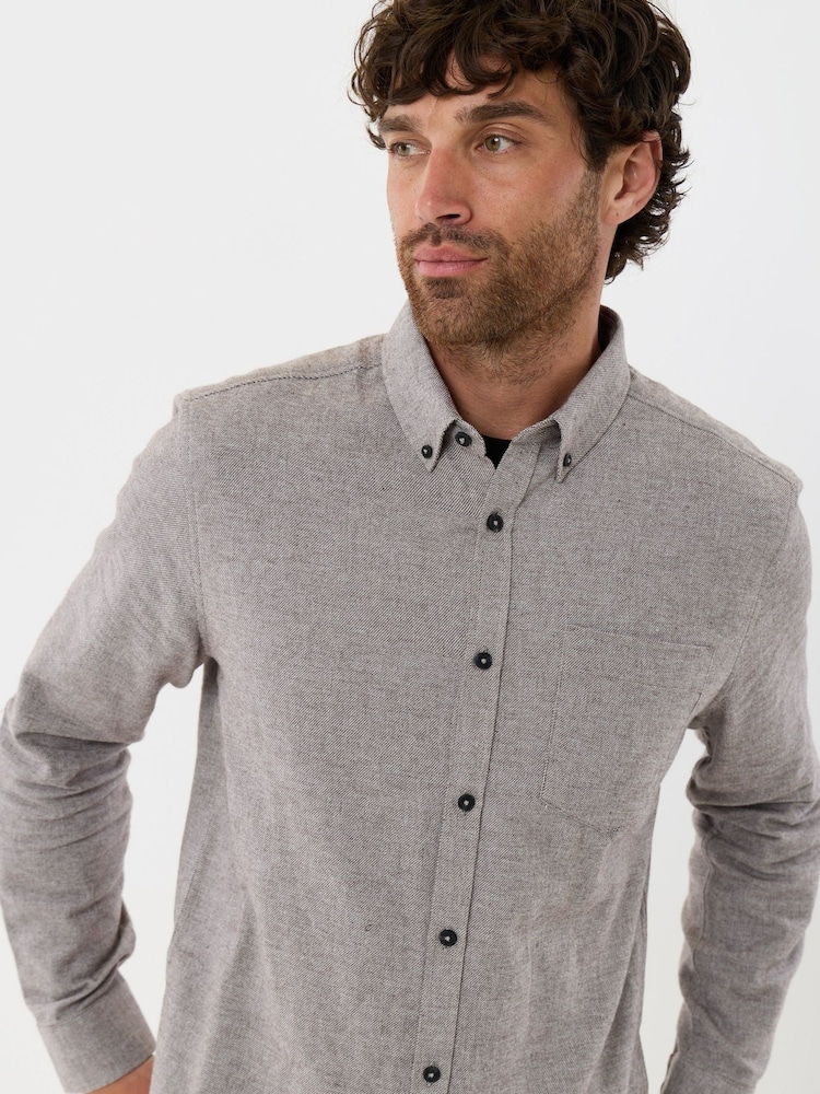 Threadbare Brown Regular Fit Textured Cotton Shirt - Image 1 of 5 Threadbare Brown Regular Fit Textured Cotton Shirt - Image 1 of 5