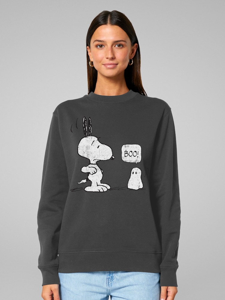 All + Every Grey Peanuts Halloween Ghost Fright Snoopy Sweatshirt - Image 1 of 4 All + Every Grey Peanuts Halloween Ghost Fright Snoopy Sweatshirt - Image 1 of 4