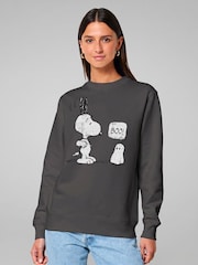 All + Every Grey Peanuts Halloween Ghost Fright Snoopy Sweatshirt - Image 2 of 4