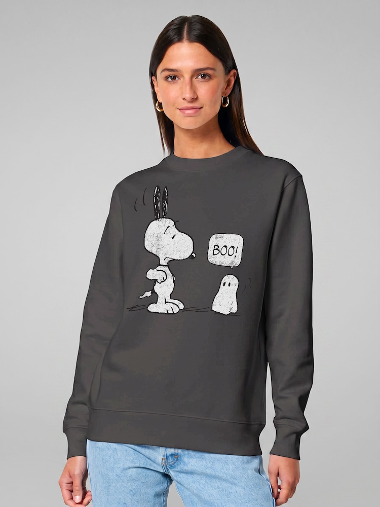 All + Every Grey Peanuts Halloween Ghost Fright Snoopy Sweatshirt - Image 2 of 4 All + Every Grey Peanuts Halloween Ghost Fright Snoopy Sweatshirt - Image 2 of 4