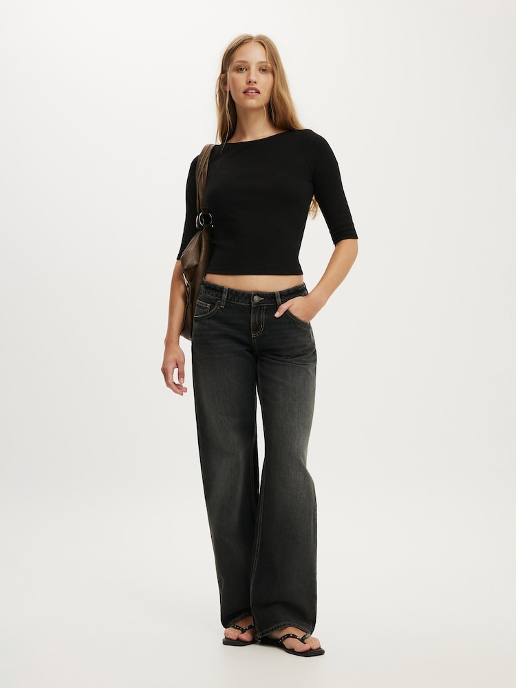 Cotton On Black Low Rise Straight Jeans - Image 1 of 5 Cotton On Black Low Rise Straight Jeans - Image 1 of 5