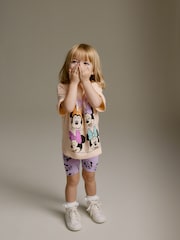 Orange 100% Cotton Minnie Mouse Cycle Shorts and T-Shirt Set (3mths-7yrs) - Image 2 of 2