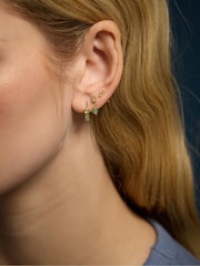 Accessorize Gold 14ct Gold-Plated Aventurine Stone Stud & Hoop Earrings 4-Pack - Image 2 of 2