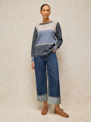White Stuff Blue Talia Nep Block Jumper - Image 1 of 6