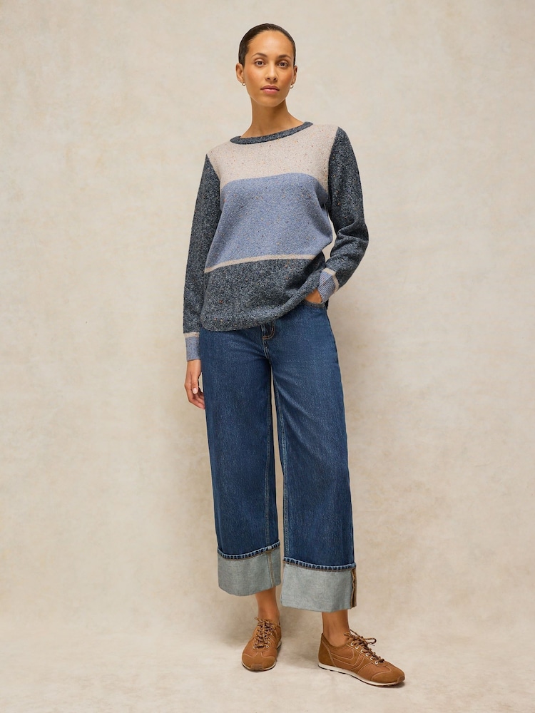 White Stuff Blue Talia Nep Block Jumper - Image 1 of 6