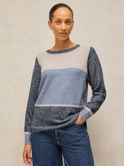 White Stuff Blue Talia Nep Block Jumper - Image 2 of 6