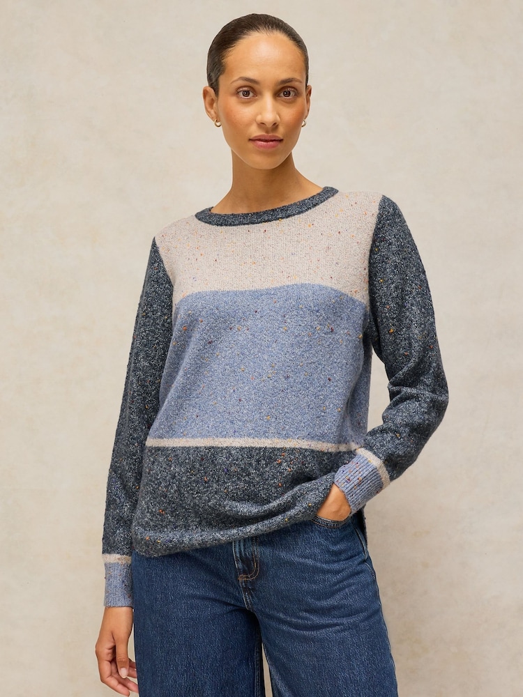 White Stuff Blue Talia Nep Block Jumper - Image 2 of 6