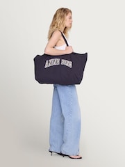 ANINE BING Black Leo Leopard Print Logo Canvas Tote Bag - Image 1 of 3
