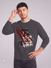 All + Every Grey Stranger Things We're Not In Hawkins Anymore Demogorgon Sweatshirt - Image 2 of 4