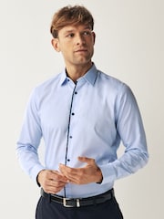 Blau - Formales Oxford-Hemd aus100 % Baumwolle mit Besatz - Bild 1 von 7