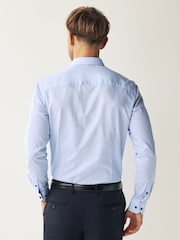 Blau - Formales Oxford-Hemd aus100 % Baumwolle mit Besatz - Bild 3 von 7