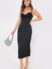 In The Style Black Georgia Louise Cowl Neck Lace Bodice Midi Dress - Image 2 of 4