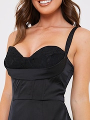 In The Style Black Georgia Louise Cowl Neck Lace Bodice Midi Dress - Image 4 of 4