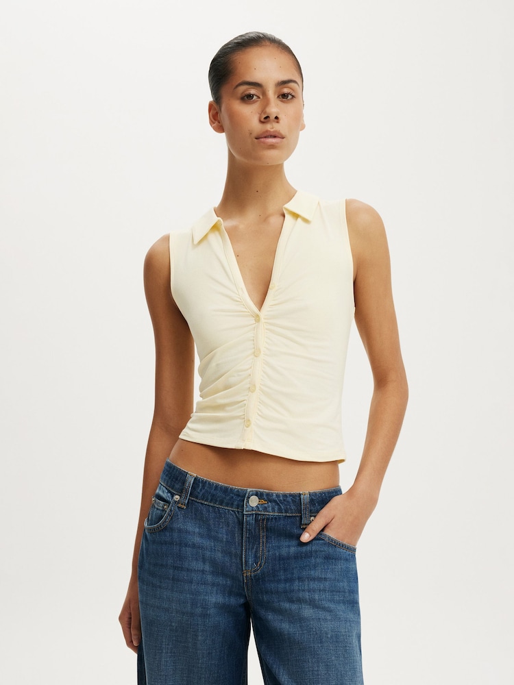 Cotton On Toplanmış Ön Polo Köynək - 4şəkildən 2 şəkil