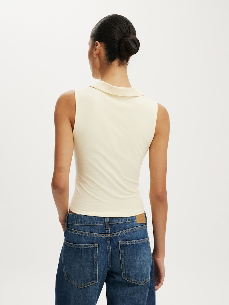 Cotton On Toplanmış Ön Polo Köynək - 4şəkildən 4 şəkil