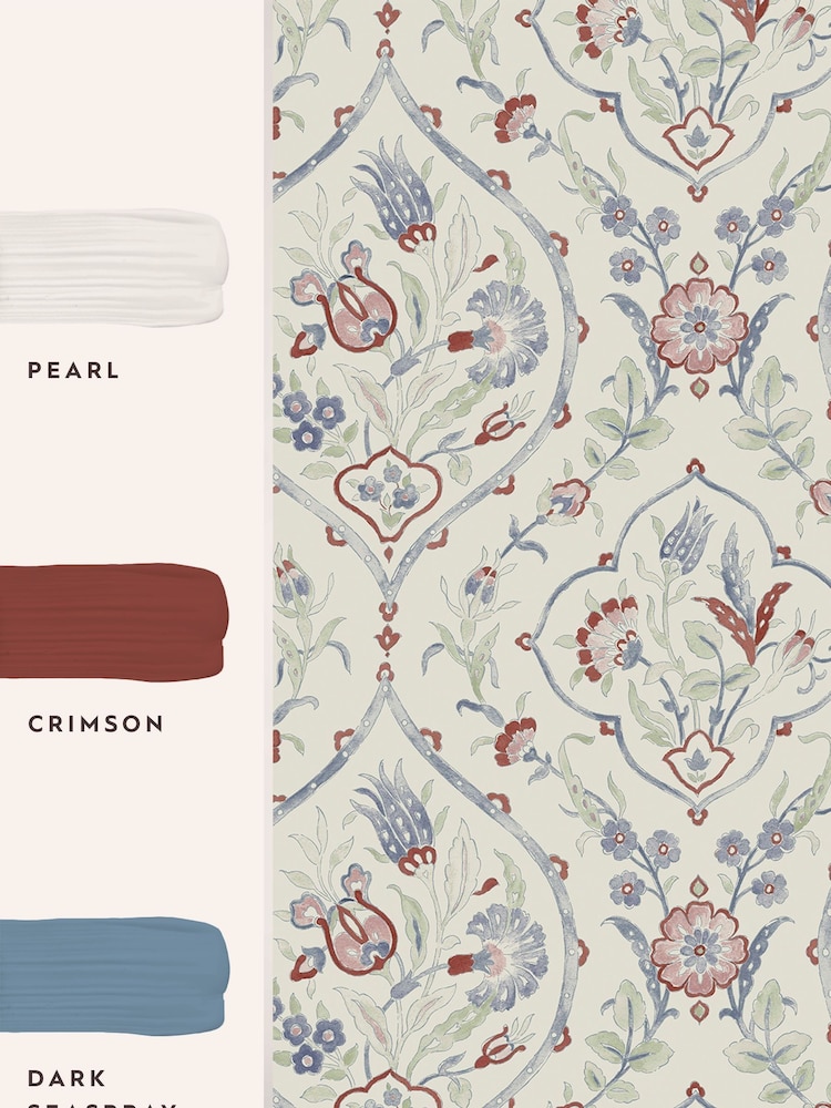 Laura Ashley Crimson Red Foscot Damask 10M Wallpaper - Image 4 of 4
