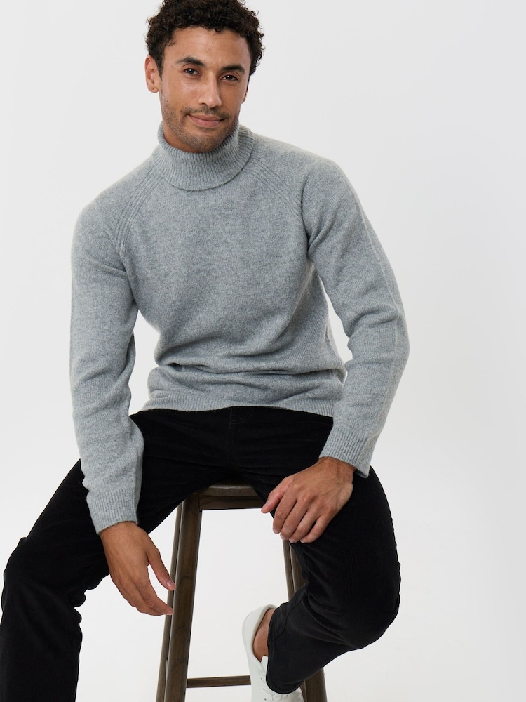 Threadbare Grey Raglan Sleeve Roll Neck Jumper - Image 1 of 5 Threadbare Grey Raglan Sleeve Roll Neck Jumper - Image 1 of 5