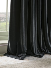 Slate Blue Sumptuous Velvet Hidden Tab Top Lined Curtains - Image 4 of 5