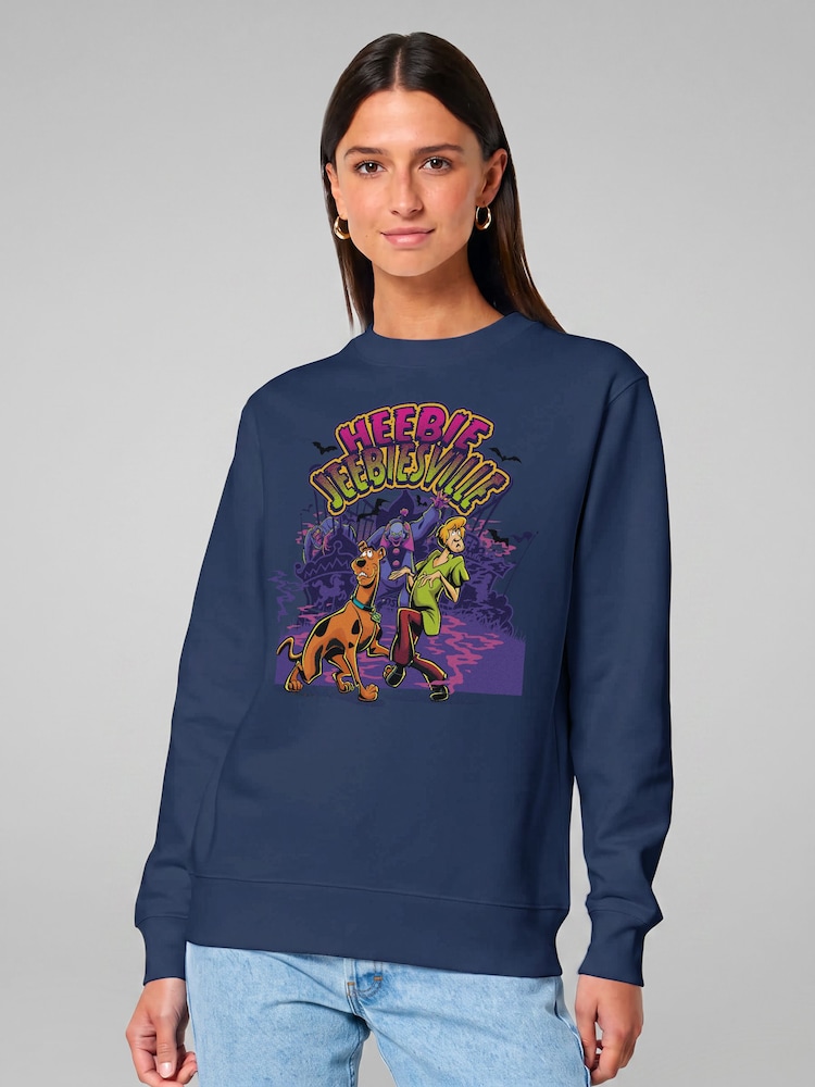 All + Every Blue Scooby Doo Halloween Heebie Jeebiesville Sweatshirt - Image 2 of 4 All + Every Blue Scooby Doo Halloween Heebie Jeebiesville Sweatshirt - Image 2 of 4