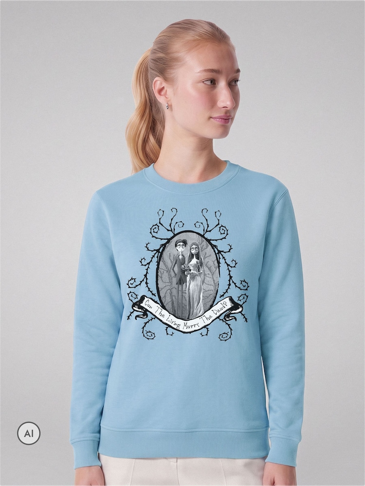 All + Every Blue Corpse Bride Halloween Can The Living Marry The Dead Sweatshirt - Image 1 of 4